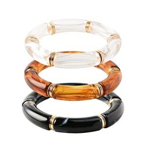 Colorful Bamboo Tube Bead Bangles Bracelet Set