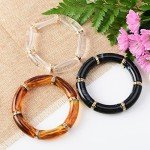 Colorful Bamboo Tube Bead Bangles Bracelet Set