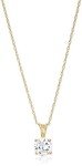 Gold Plated Sterling Silver CZ Solitaire Necklace