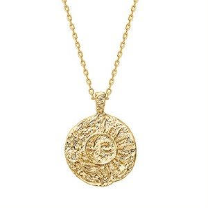 PAVOI 14K Gold Plated Moon Pendant Necklace