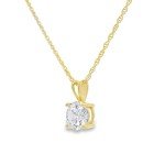 Gold Plated Sterling Silver CZ Solitaire Necklace