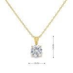 Gold Plated Sterling Silver CZ Solitaire Necklace