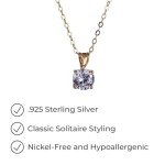 Gold Plated Sterling Silver CZ Solitaire Necklace