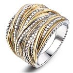 Two-Tone Intertwined Crossover Chunky Ring for Women