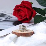 Two-Tone Intertwined Crossover Chunky Ring for Women
