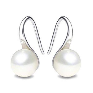 925 Sterling Silver Pearl Dangle Drop Earrings