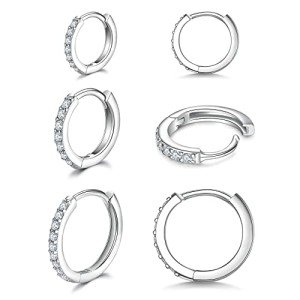 Small Hoop Earrings Set with Cubic Zirconia