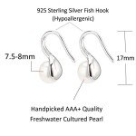 925 Sterling Silver Pearl Dangle Drop Earrings