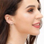 Small Hoop Earrings Set with Cubic Zirconia
