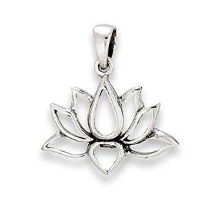 Lotus Flower Pendant in Sterling Silver 925