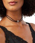 Silver Leather Choker Necklace by Lucky Brand