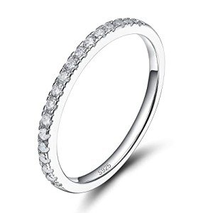 EAMTI 2mm Sterling Silver Cubic Zirconia Wedding Band