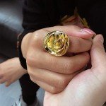 Elegant 18K Gold Plated Flower Cocktail Ring