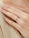 EAMTI 2mm Sterling Silver Cubic Zirconia Wedding Band