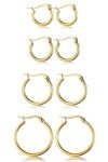 Gold-Tone Stainless Steel Huggie Hoop Earrings Set