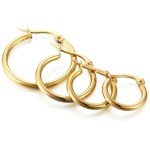 Gold-Tone Stainless Steel Huggie Hoop Earrings Set