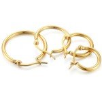 Gold-Tone Stainless Steel Huggie Hoop Earrings Set