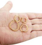 Gold-Tone Stainless Steel Huggie Hoop Earrings Set