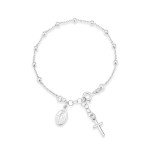 Miabella Adjustable Italian Sterling Silver Rosary Bracelet