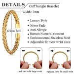 Men's Gold Stainless Steel Roman Numeral Cuff Bracelets