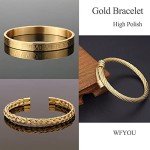 Men's Gold Stainless Steel Roman Numeral Cuff Bracelets