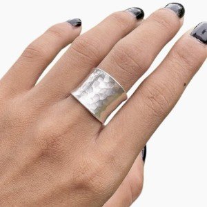 Handmade Hammered Sterling Silver Adjustable Band Ring
