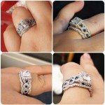3PCS Sterling Silver Engagement & Wedding Ring Set