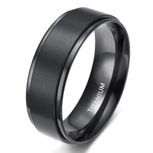 Black Titanium Matte Wedding Band Ring for All Sizes