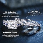 3PCS Sterling Silver Engagement & Wedding Ring Set