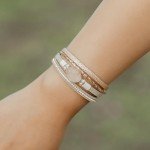 Boho Crystal Bead Leather Wrap Bracelet for Women