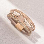 Boho Crystal Bead Leather Wrap Bracelet for Women