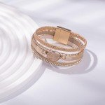 Boho Crystal Bead Leather Wrap Bracelet for Women