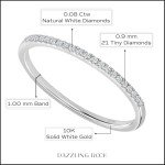 Minimalist 10K White Gold Diamond Wedding Band