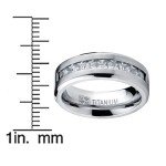 Titanium Men's Wedding Band with Princess Cut CZ