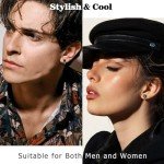 Jstyle 6 Pairs Black Stainless Steel Stud Earrings