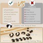 Jstyle 6 Pairs Black Stainless Steel Stud Earrings