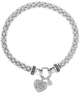 Nine West Silver Crystal Heart Stretch Bracelet