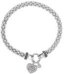 Nine West Silver Crystal Heart Stretch Bracelet