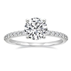 1.25 CT Round Silver Engagement Ring with Halo