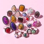 Chunky Silver Stackable Rings Set - 10 Pieces