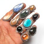 Chunky Silver Stackable Rings Set - 10 Pieces
