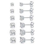 18K White Gold Plated Clear Zirconia Stud Earrings