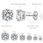 18K White Gold Plated Clear Zirconia Stud Earrings