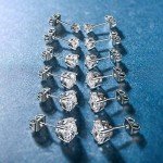 18K White Gold Plated Clear Zirconia Stud Earrings