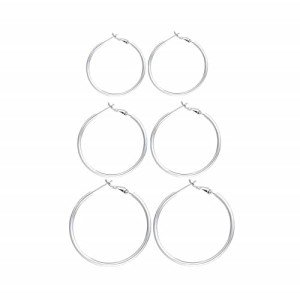 Sterling Silver Hoop Earrings Set for Women