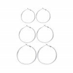 Sterling Silver Hoop Earrings Set for Women