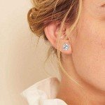 18K White Gold Plated Clear Zirconia Stud Earrings