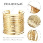4-Piece Gold Open Wide Cuff Bracelets Set