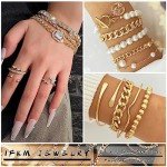 14K Gold Plated Stackable Cuff Bracelet Set