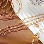 14K Gold Plated Stackable Cuff Bracelet Set